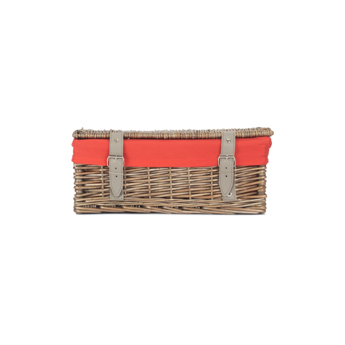 14 Inch Antique Wash Wicker Hamper Basket with Red Lining