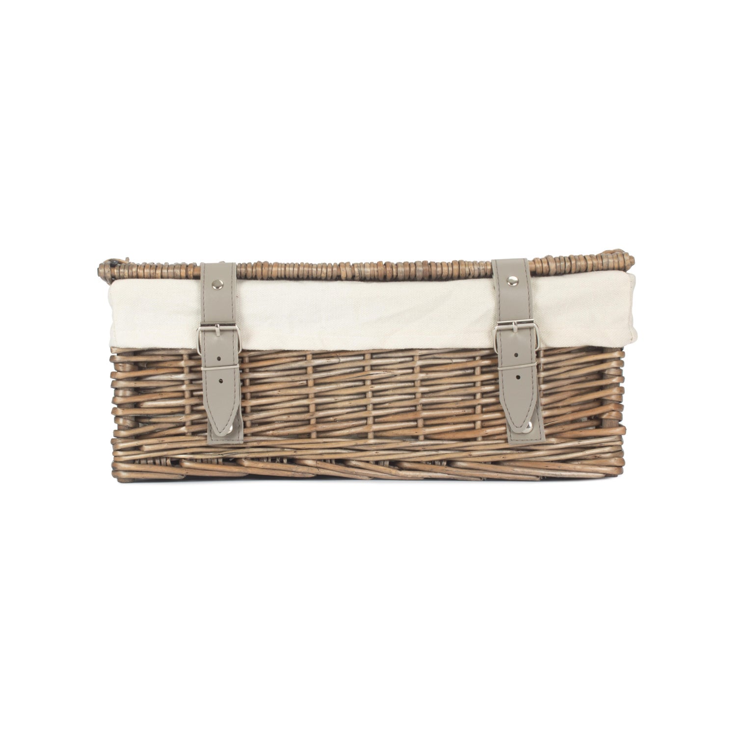 14 Inch Antique Wash Wicker Hamper Basket with White Lining