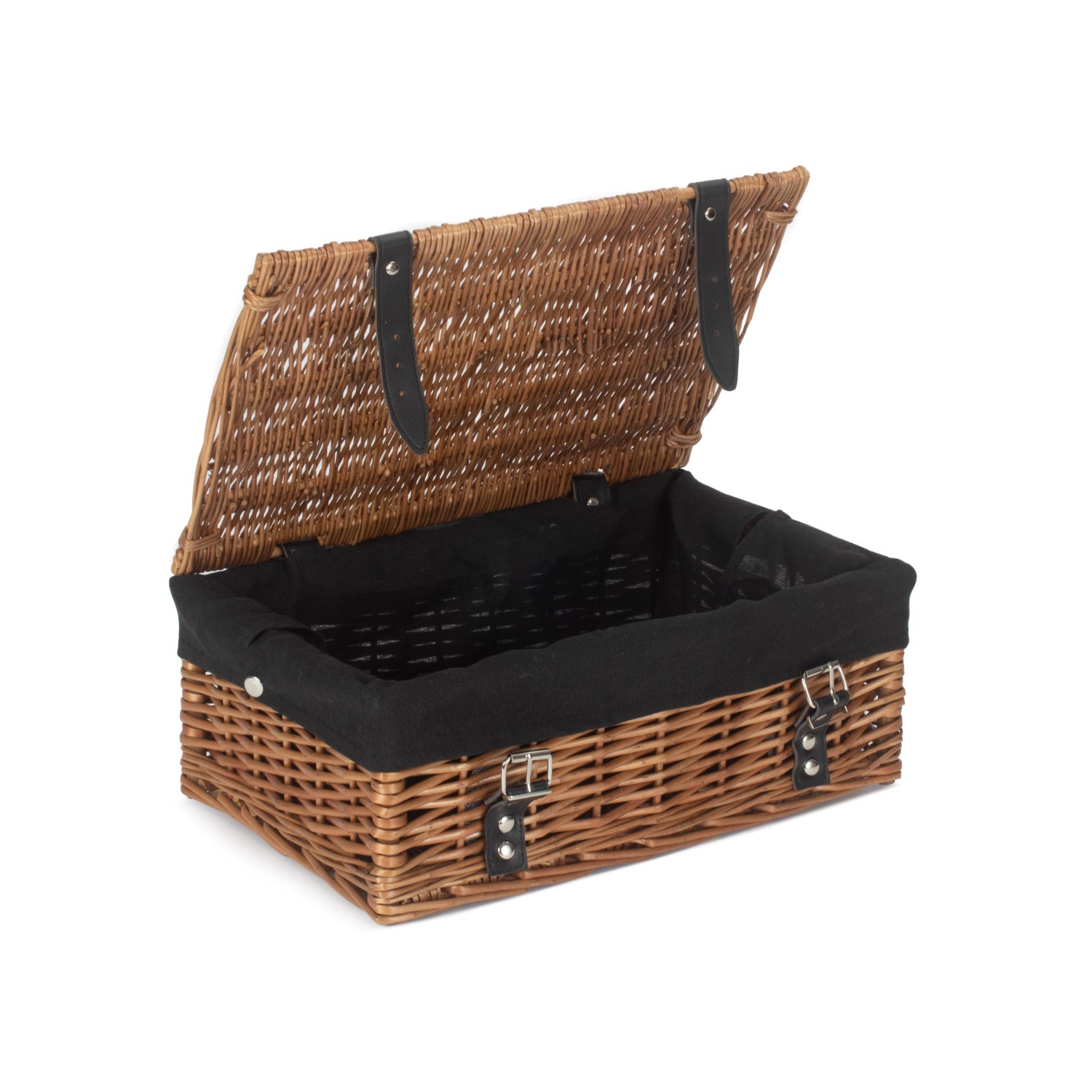 14 Inch Double Steamed Wicker Hamper Basket with Black Lining