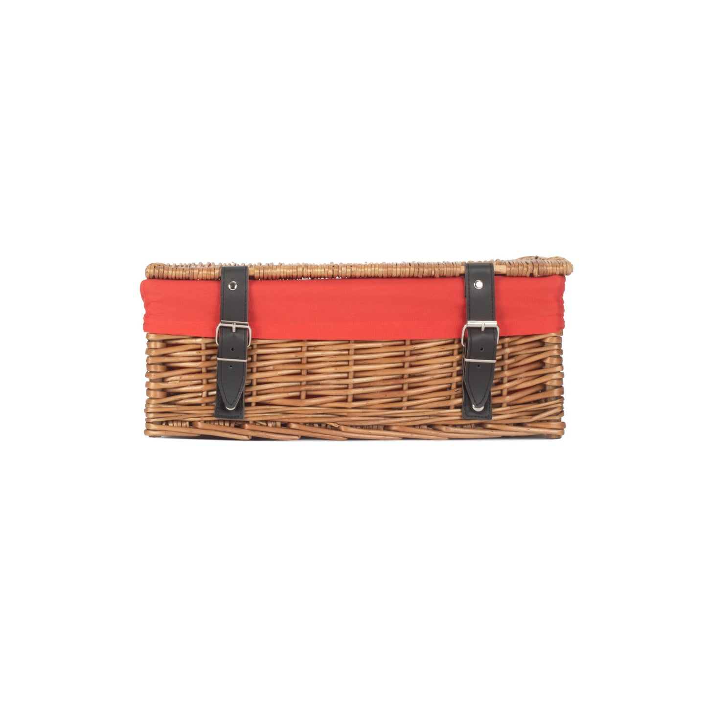 14 Inch Empty Double Steamed Wicker Hamper Basket with Red Lining