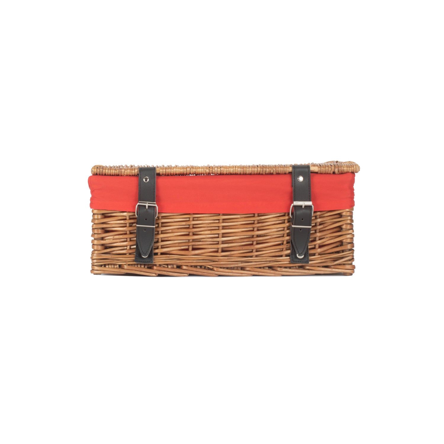 14 Inch Empty Double Steamed Wicker Hamper Basket with Red Lining