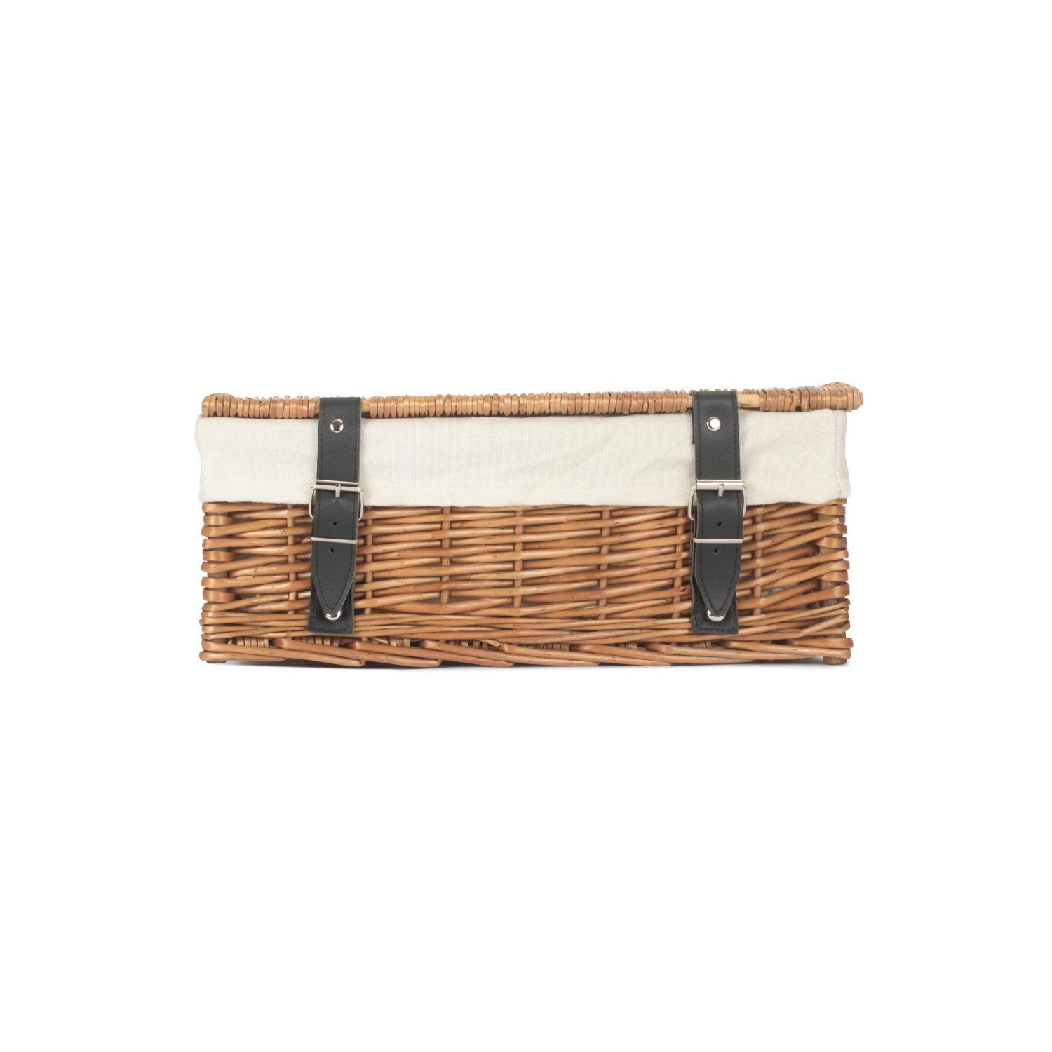 14 Inch Double Steamed Wicker Hamper Basket with White Lining