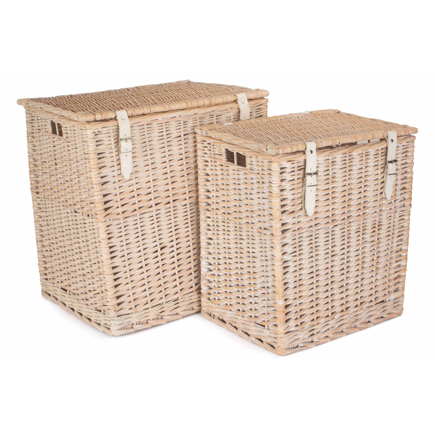 White Wash Willow Vintner Storage Hamper Set 2