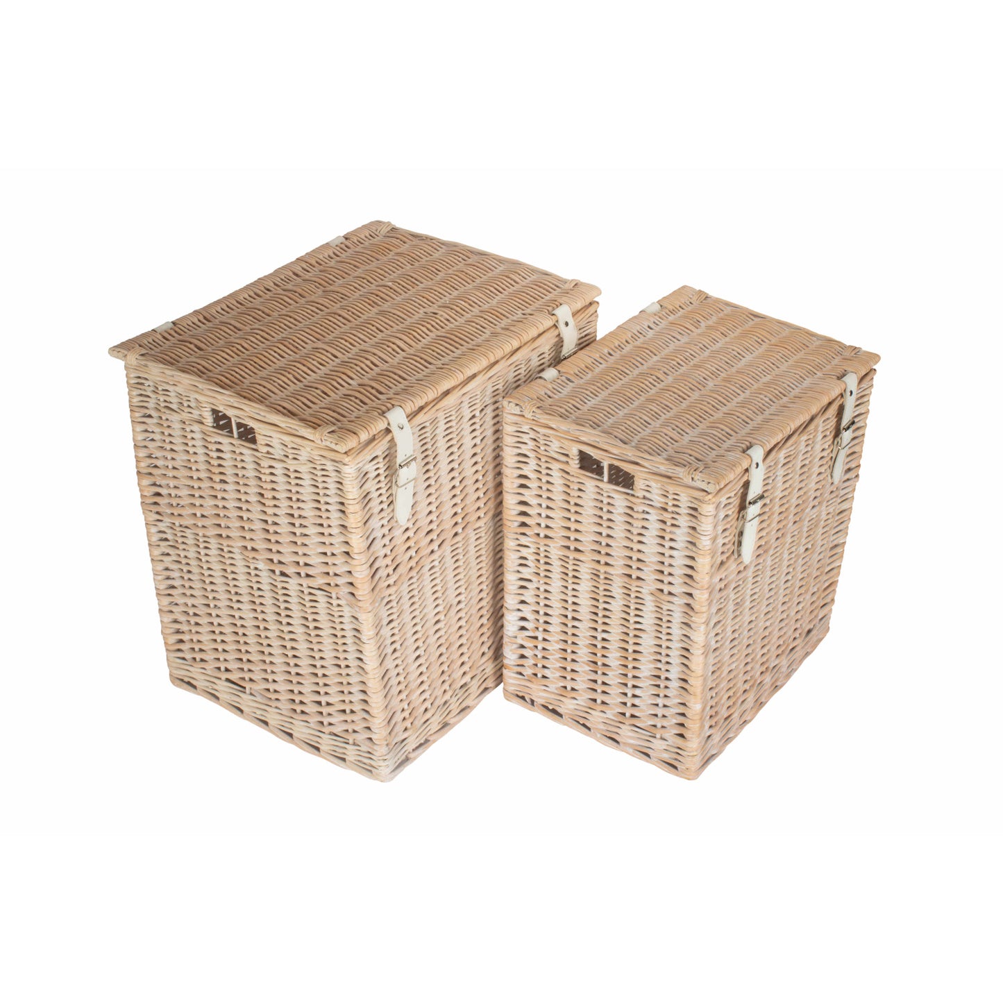 White Wash Willow Vintner Storage Hamper Set 2