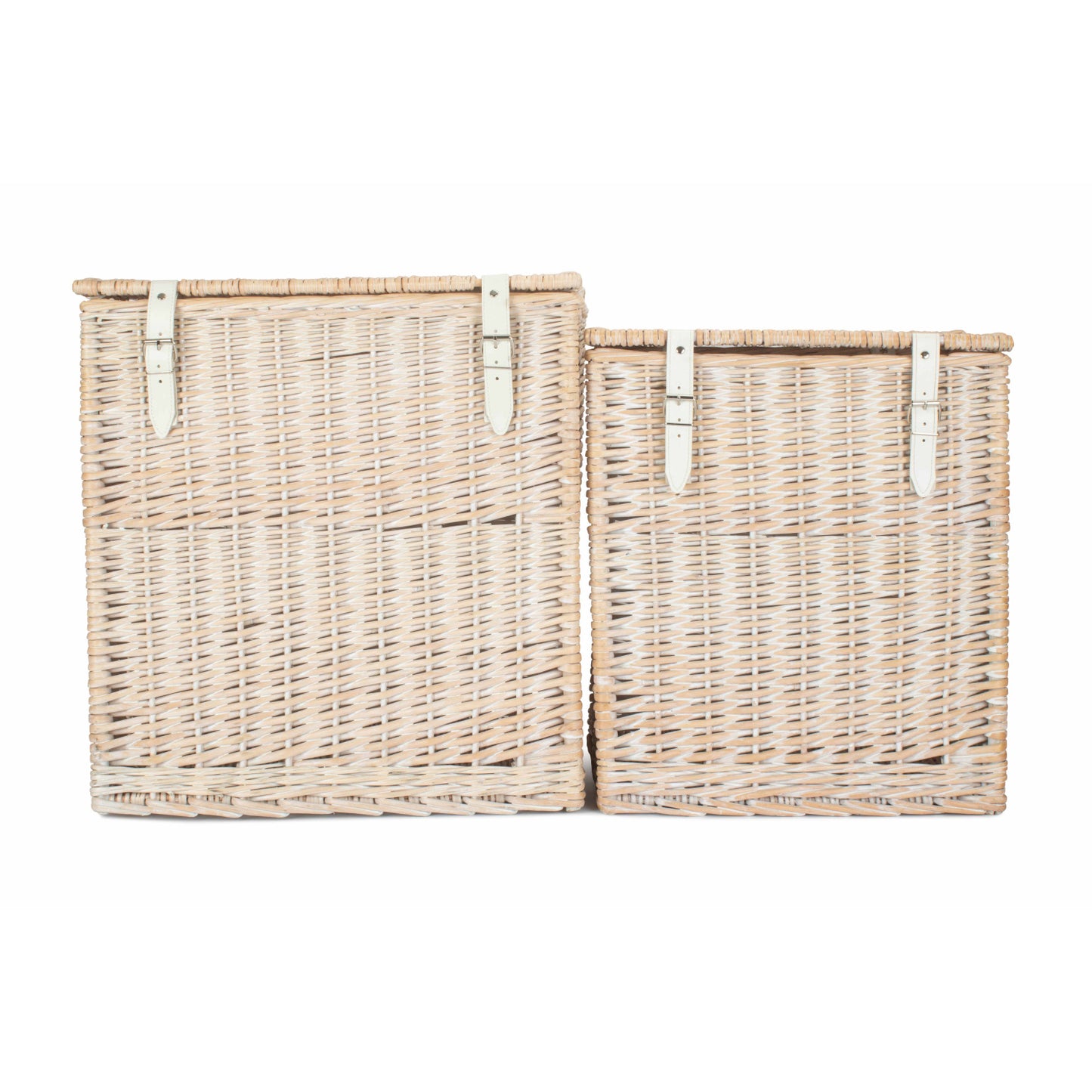 White Wash Willow Vintner Storage Hamper Set 2