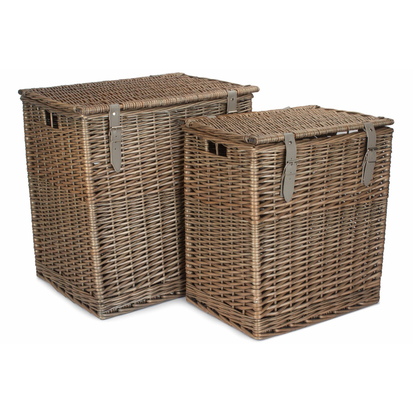 Antique Wash Willow Vintner Storage Hamper Set 2