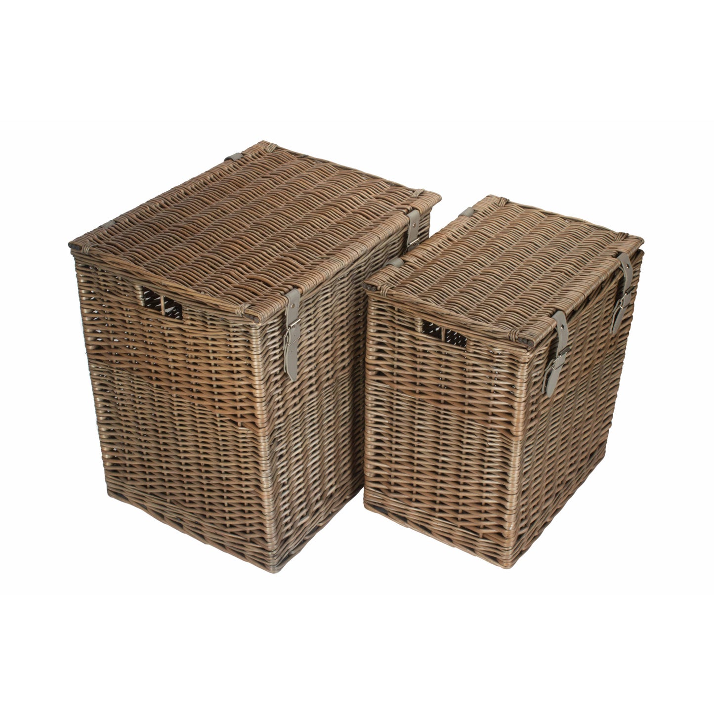 Antique Wash Willow Vintner Storage Hamper Set 2