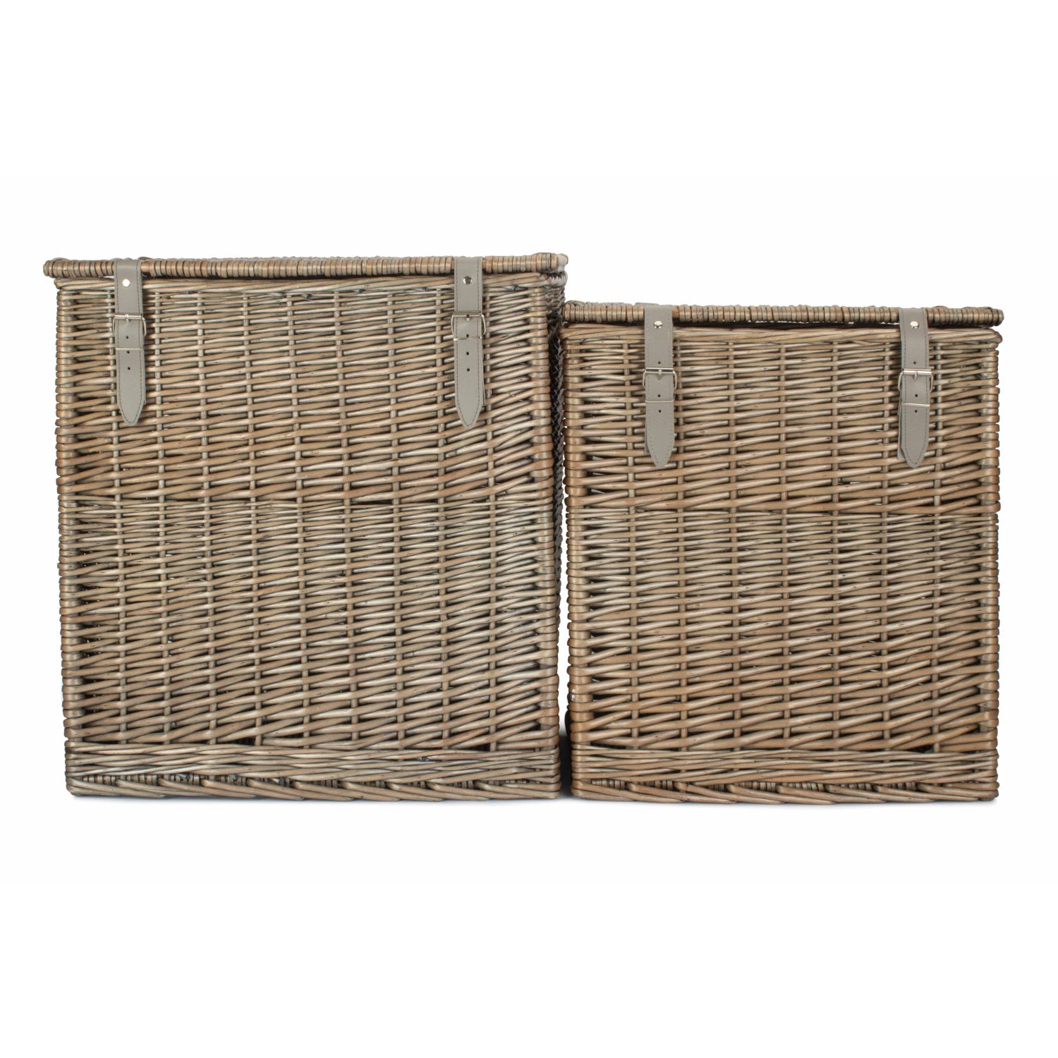 Antique Wash Willow Vintner Storage Hamper Set 2