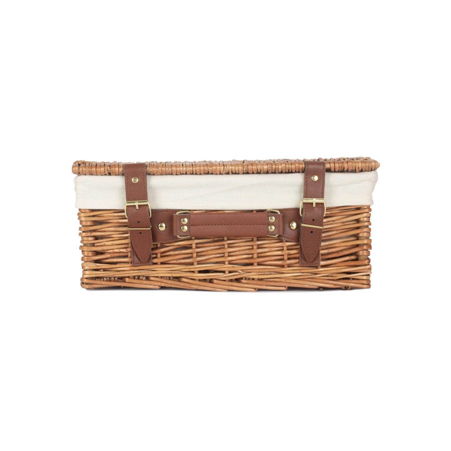 14 Inch Light Steamed Willow Hamper with White Lining