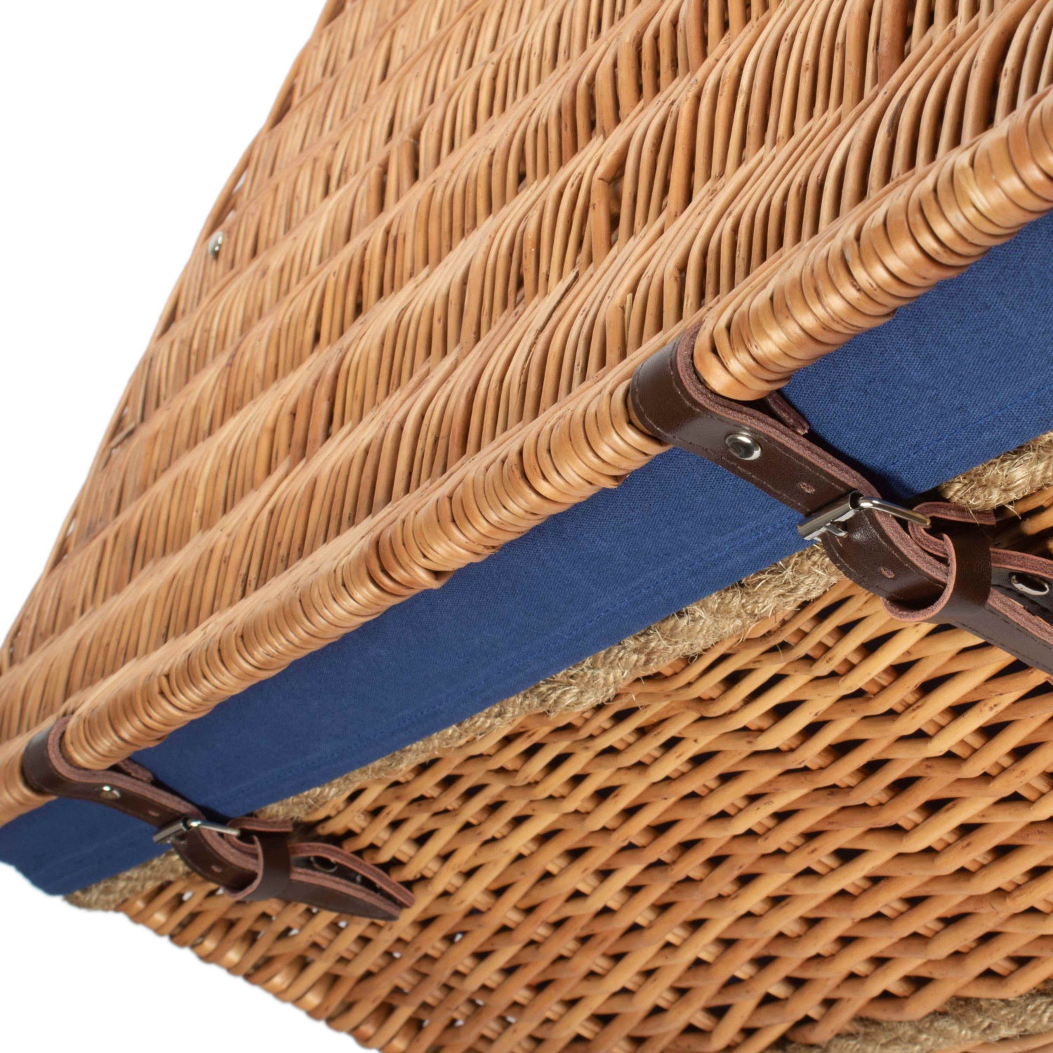 28 Inch Double Steamed Willow Rope Handled Hamper Trunk with Navy Blue Lining