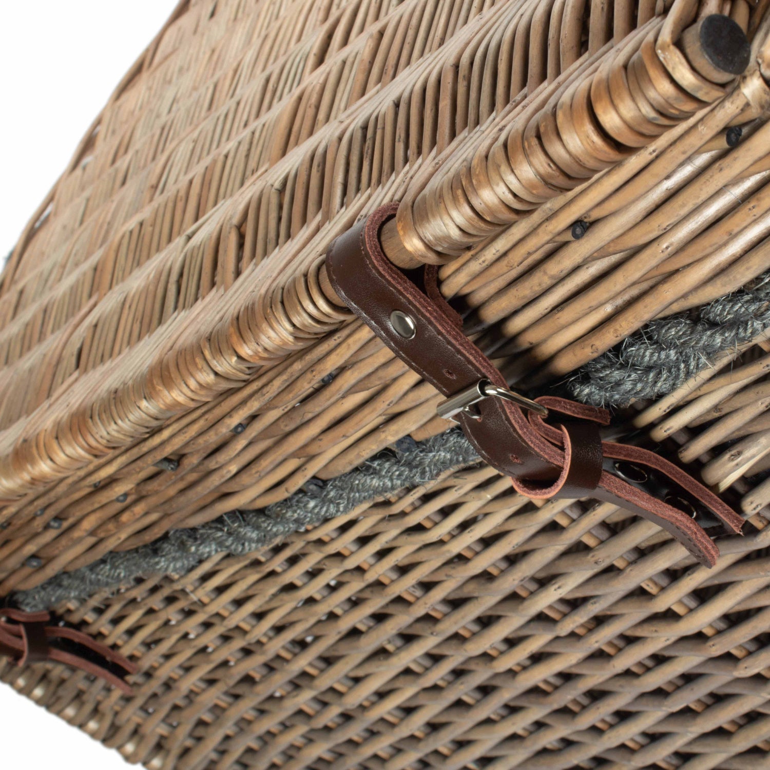 28 Inch Antique Wash Willow Rope Handled Hamper Trunk