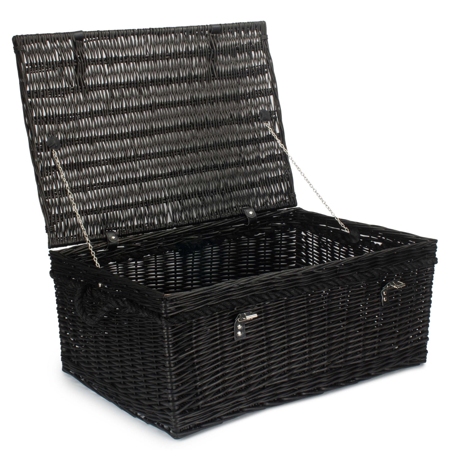 27 Inch Black Willow Rope Handled Hamper Trunk