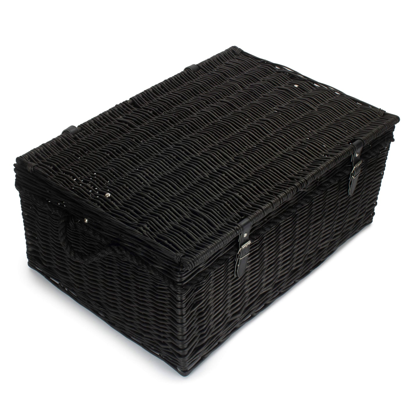 27 Inch Black Willow Rope Handled Hamper Trunk