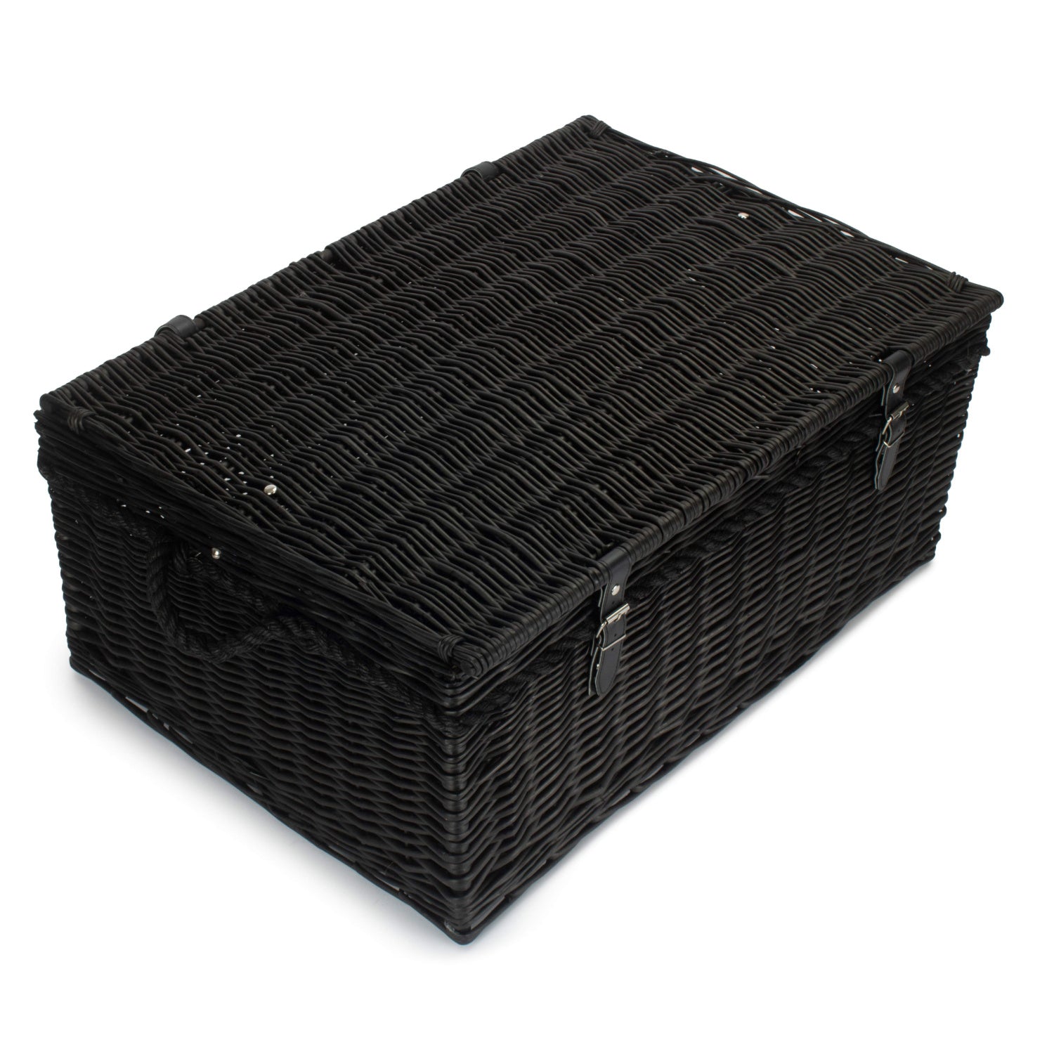 27 Inch Black Willow Rope Handled Hamper Trunk