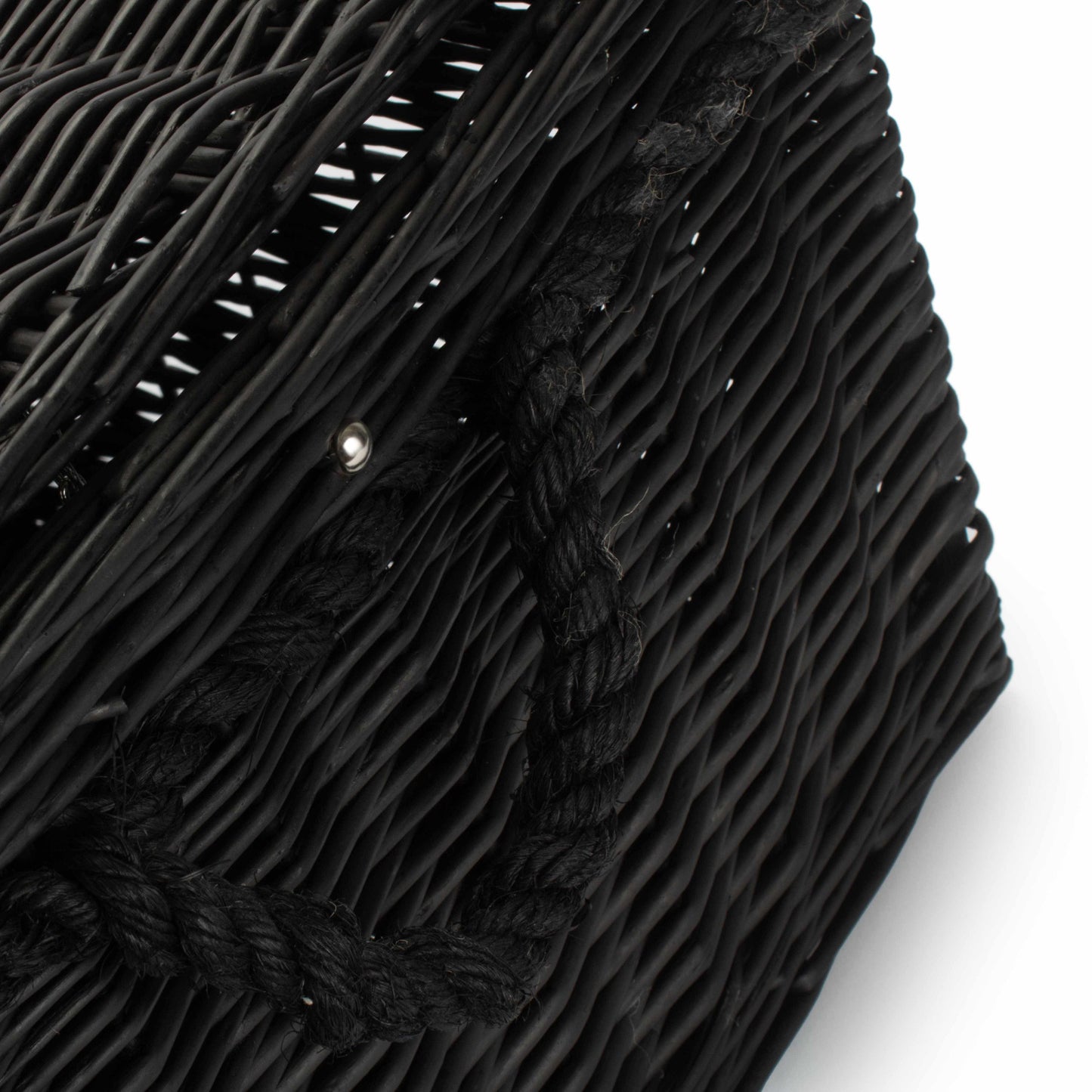 27 Inch Black Willow Rope Handled Hamper Trunk