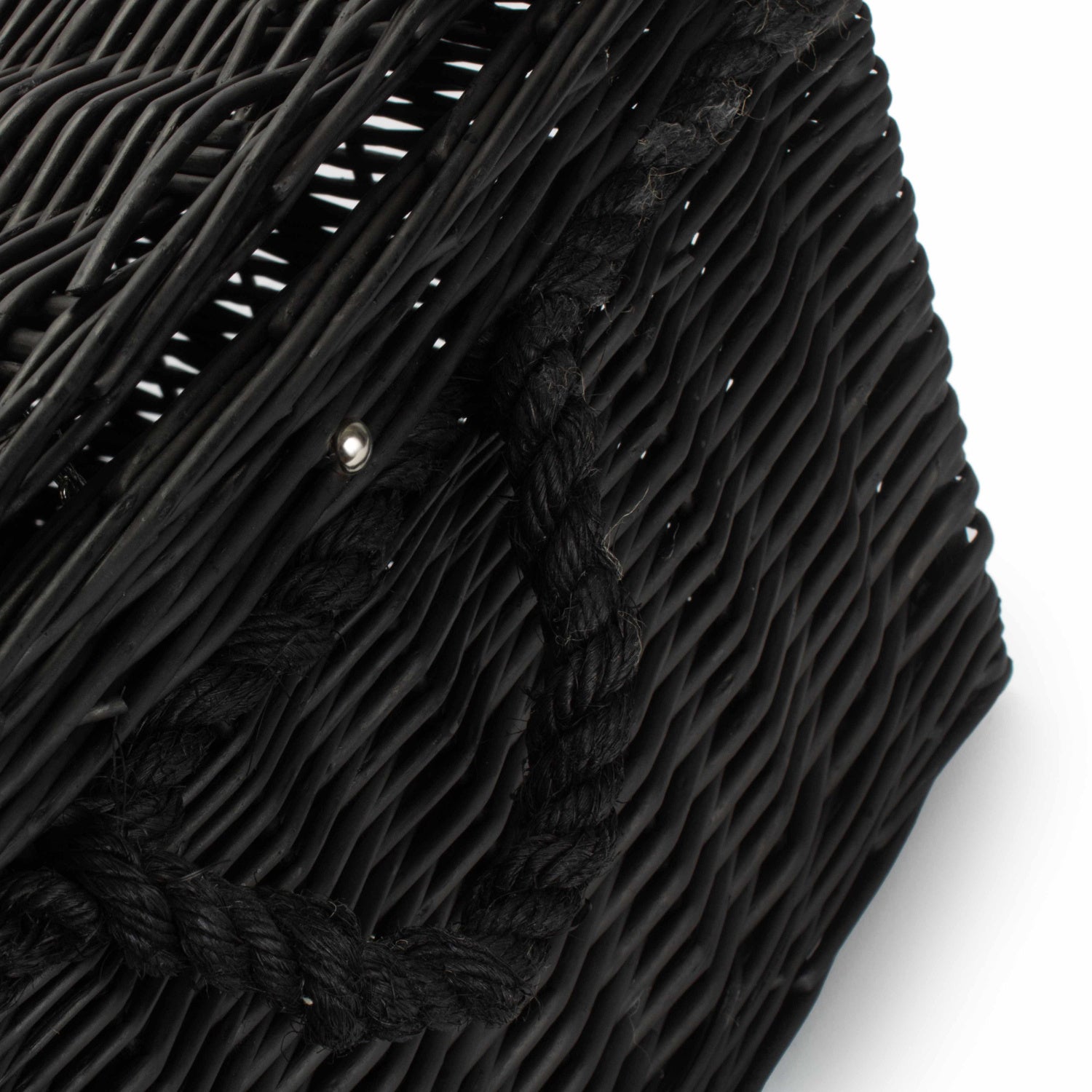 27 Inch Black Willow Rope Handled Hamper Trunk