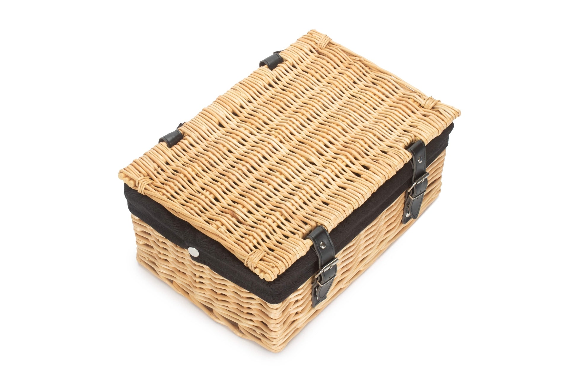 14" Inch Buff Willow Wicker Hamper Basket with Black Lining