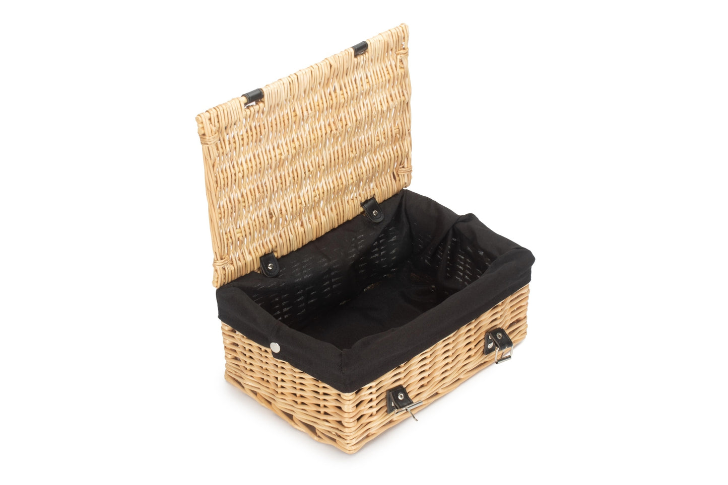 14" Inch Buff Willow Wicker Hamper Basket with Black Lining