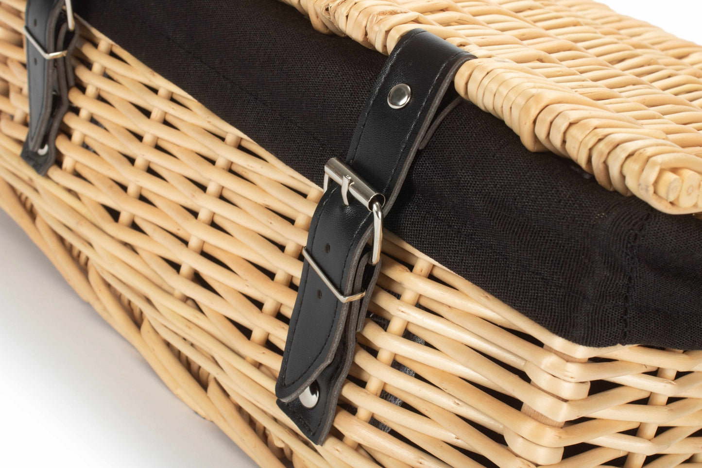 14" Inch Buff Willow Wicker Hamper Basket with Black Lining