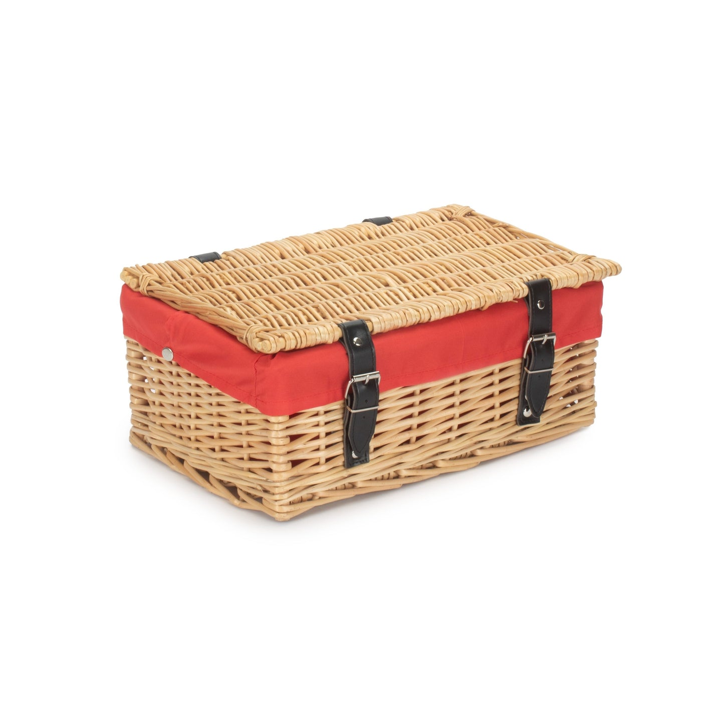 14" Inch Buff Willow Wicker Hamper Basket with Red Lining