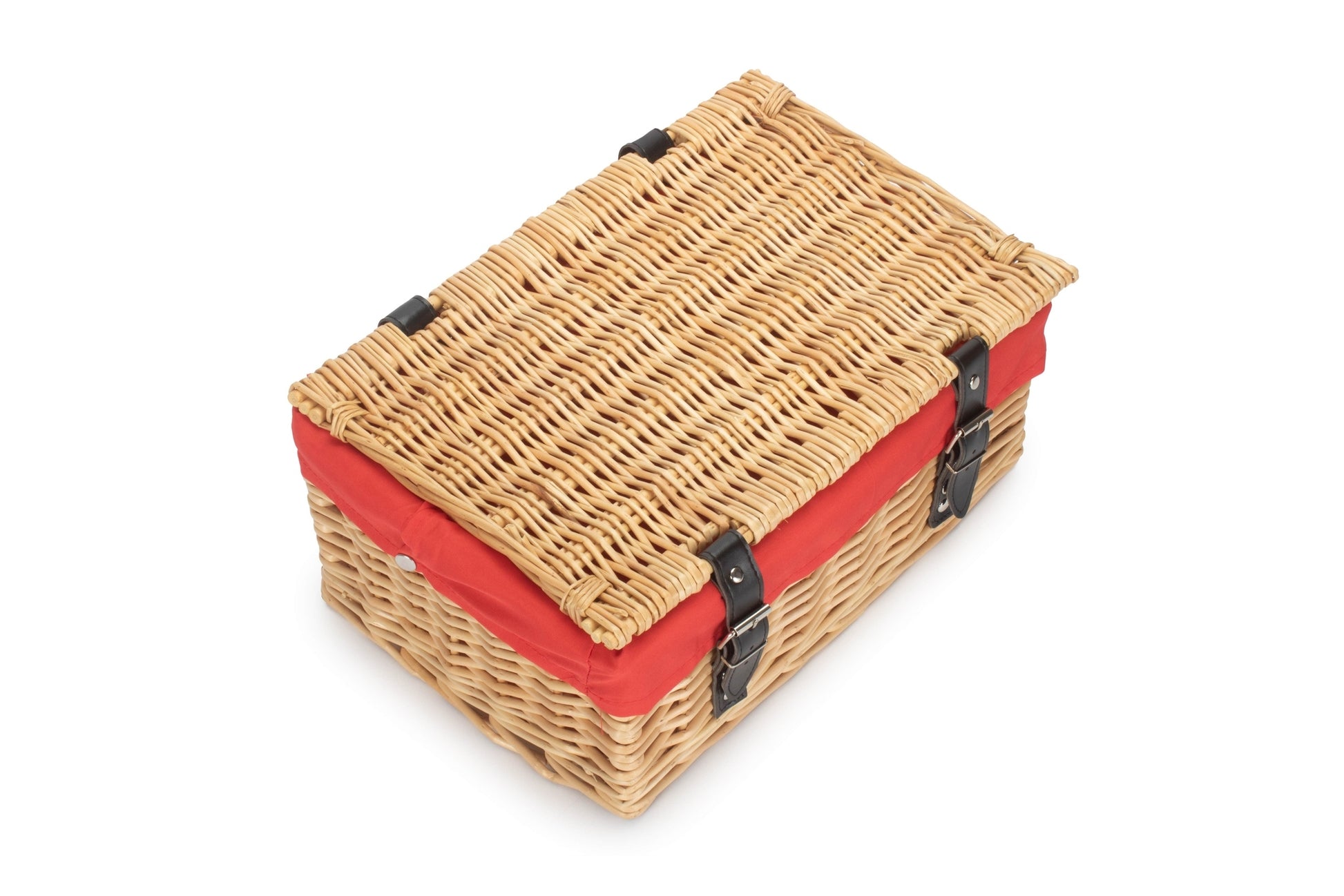 14" Inch Buff Willow Wicker Hamper Basket with Red Lining