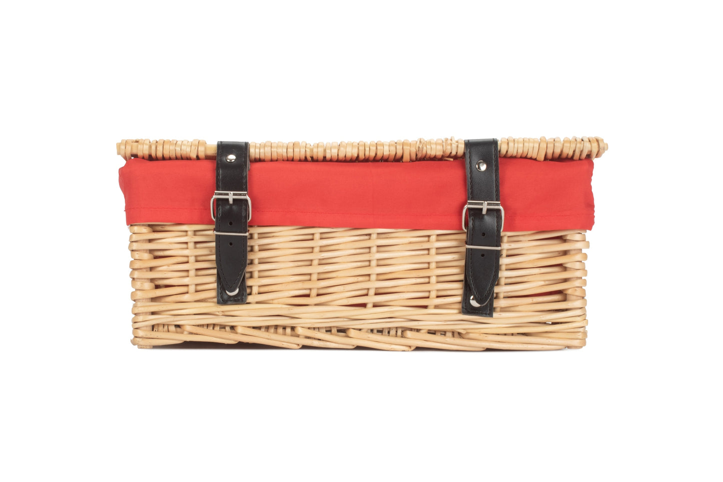14" Inch Buff Willow Wicker Hamper Basket with Red Lining
