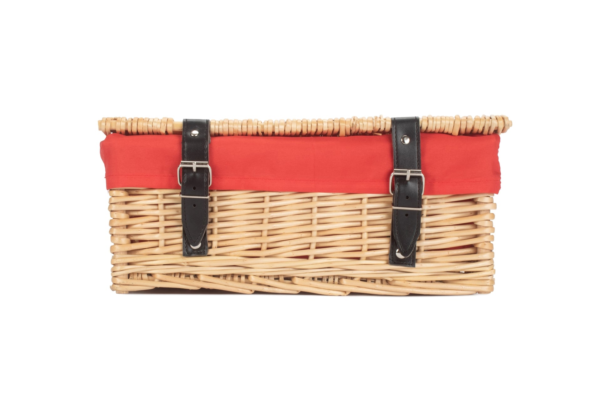 14" Inch Buff Willow Wicker Hamper Basket with Red Lining