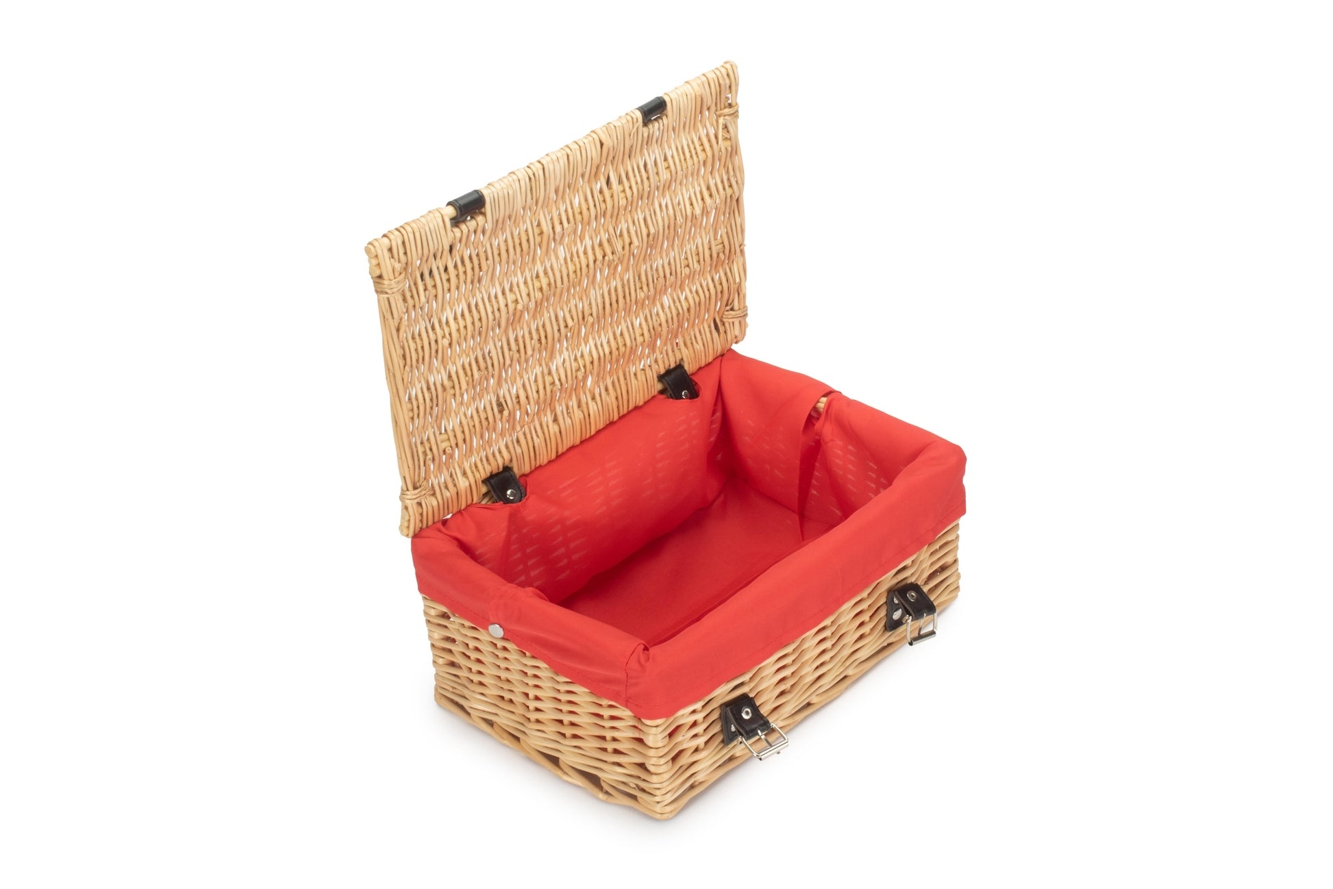 14" Inch Buff Willow Wicker Hamper Basket with Red Lining