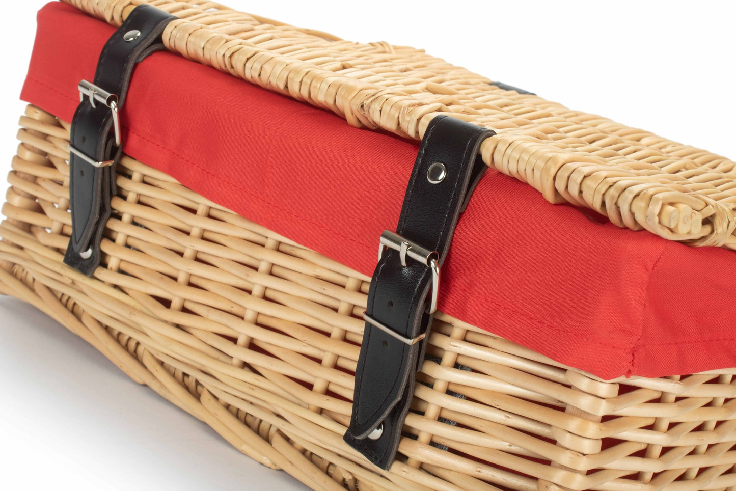 14" Inch Buff Willow Wicker Hamper Basket with Red Lining