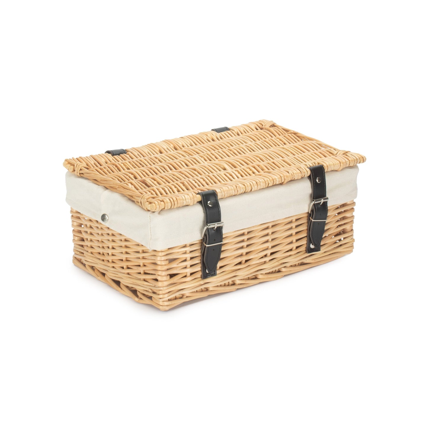 14" Inch Buff Willow Wicker Hamper Basket with White Lining