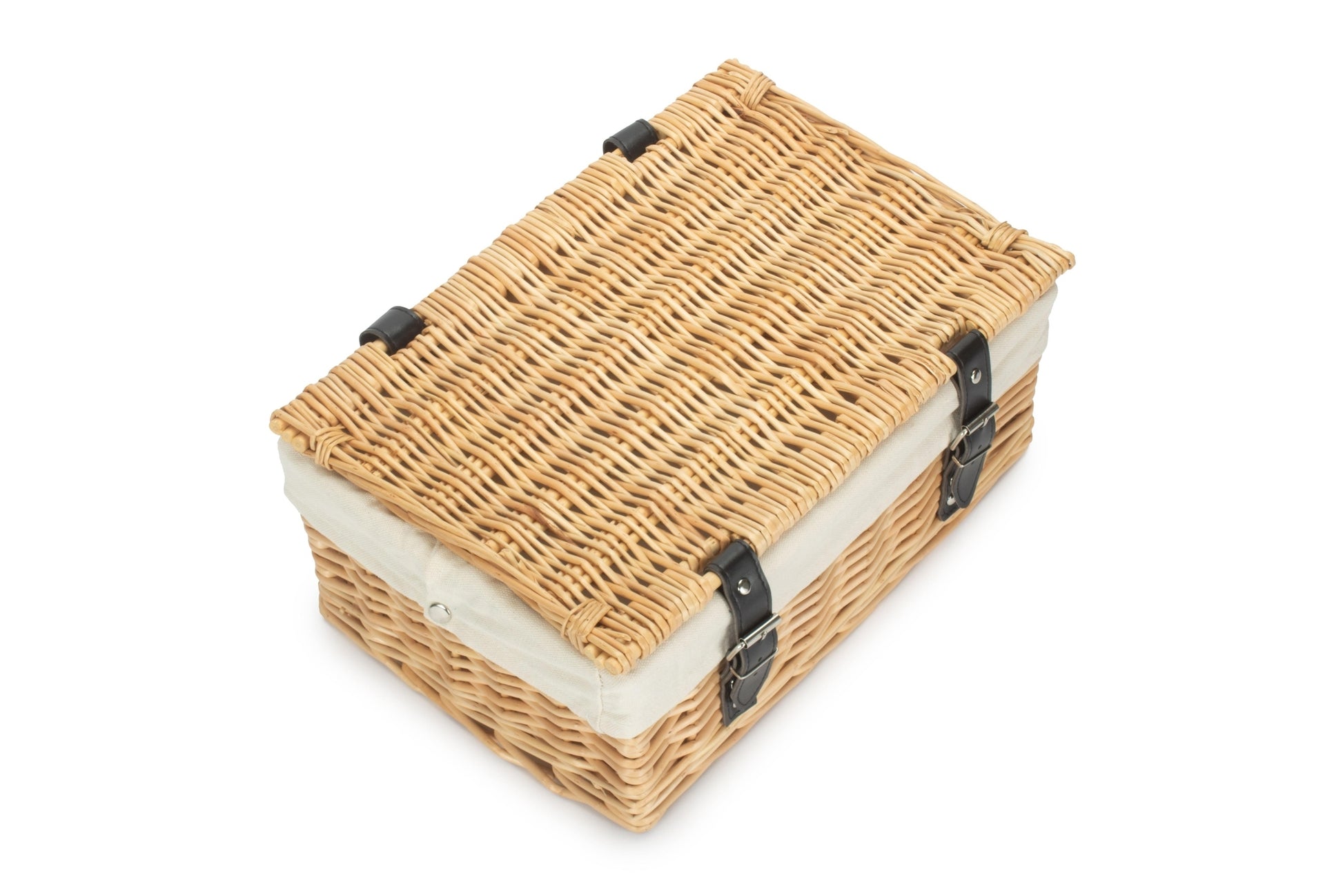 14" Inch Buff Willow Wicker Hamper Basket with White Lining
