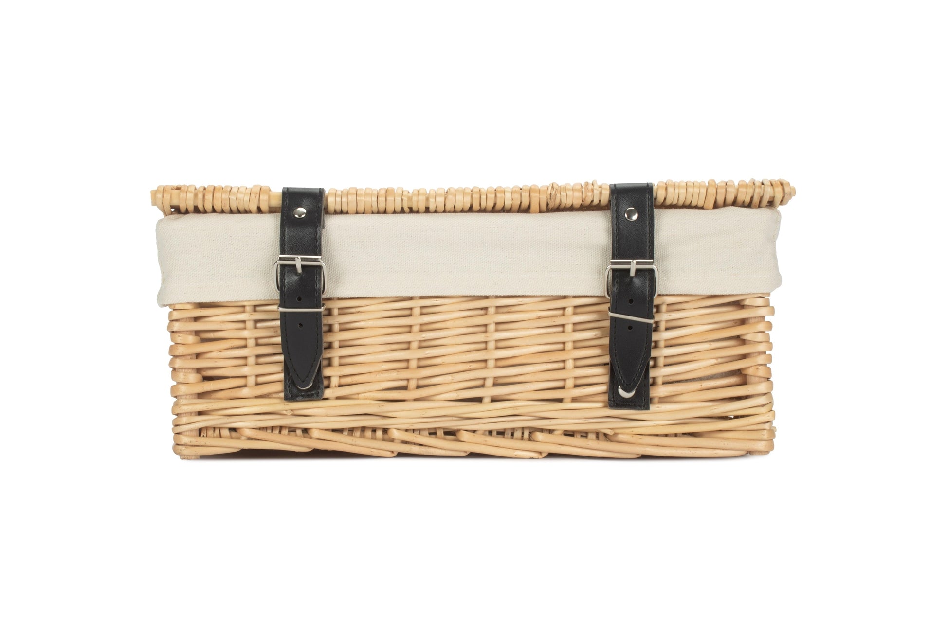 14" Inch Buff Willow Wicker Hamper Basket with White Lining