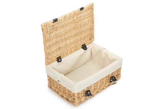 14" Inch Buff Willow Wicker Hamper Basket with White Lining