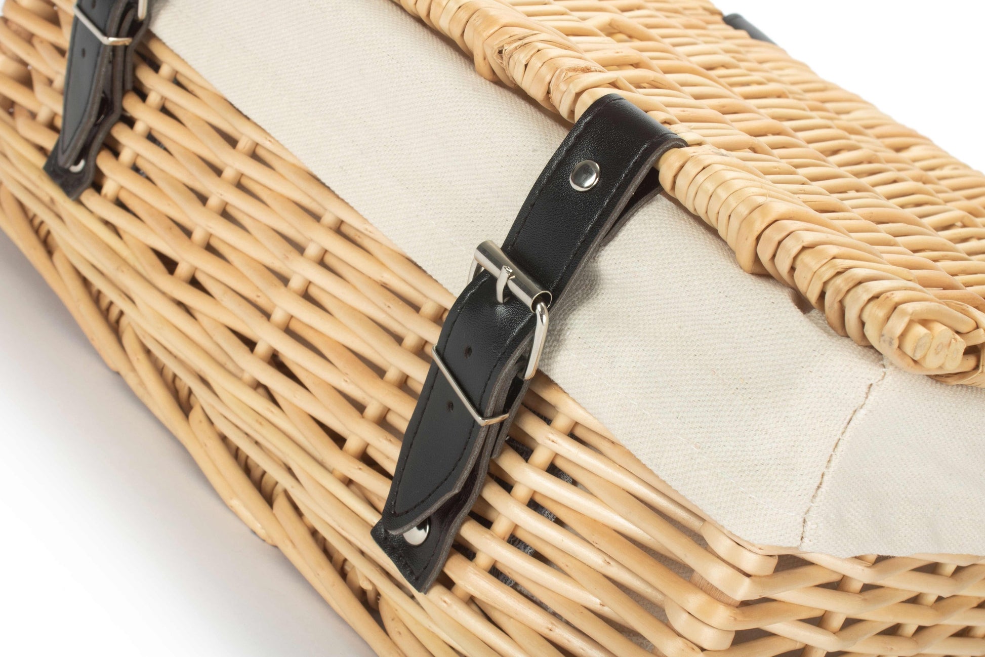 14" Inch Buff Willow Wicker Hamper Basket with White Lining