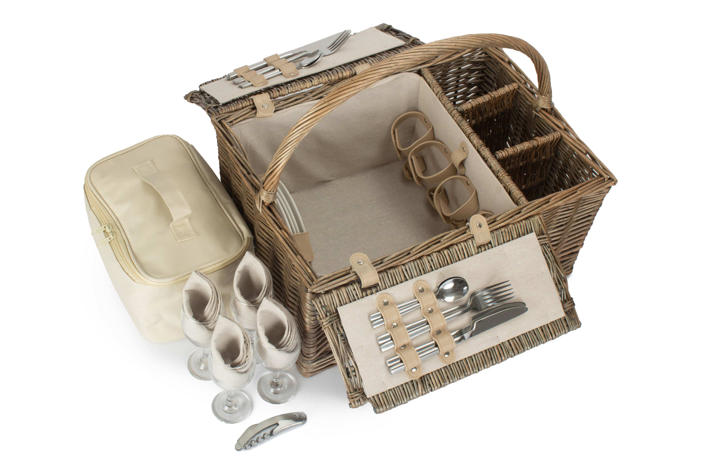 Antique Wash Lidded 4 Person Hamper