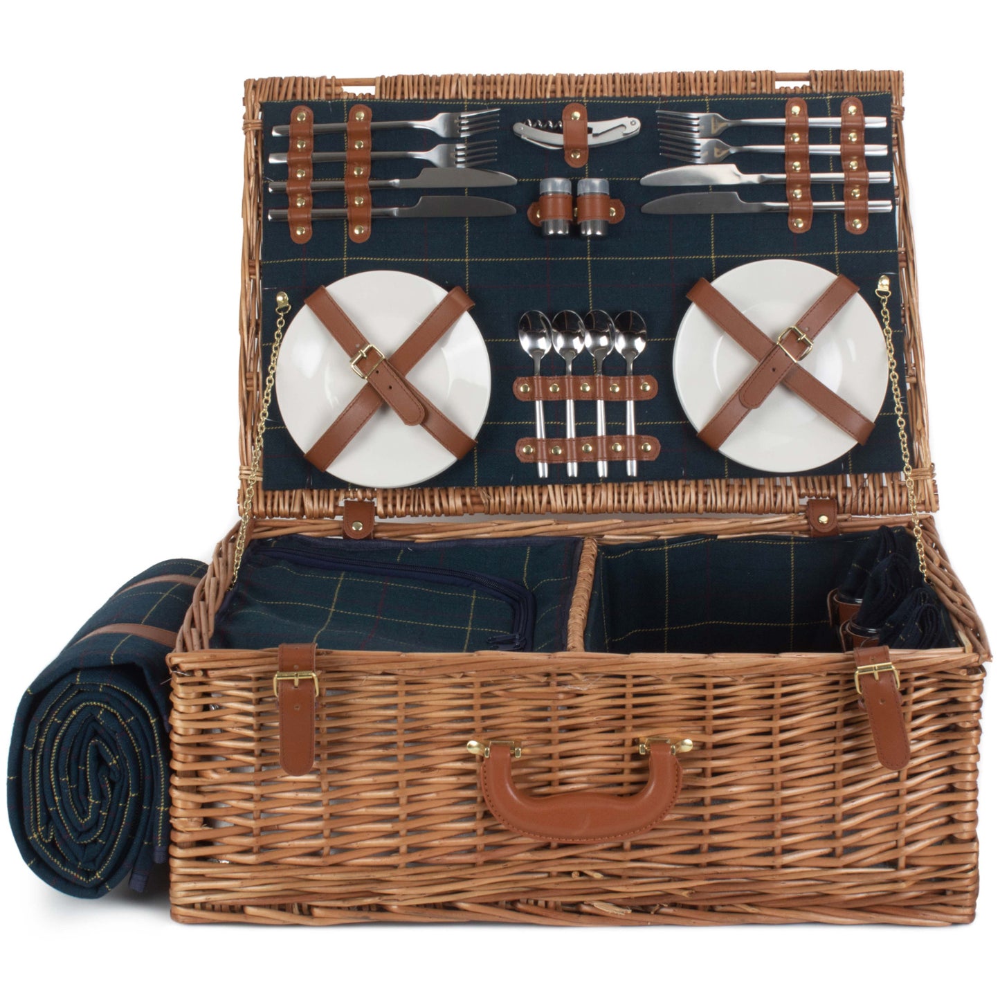 4 Person Blue Tweed Hamper