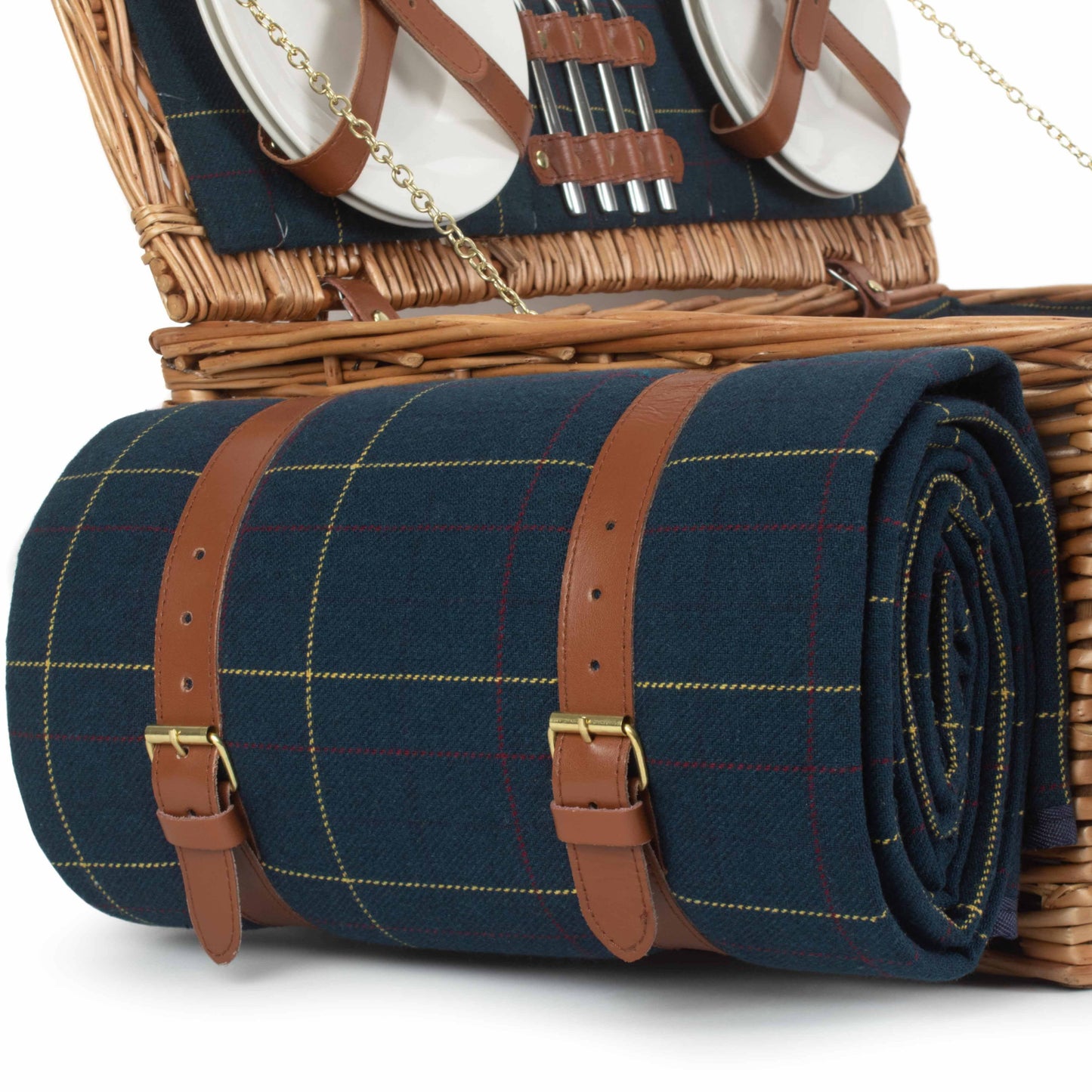 4 Person Blue Tweed Hamper