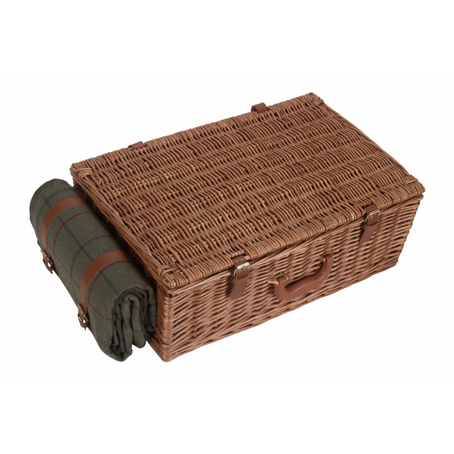 4 Person Green Tweed Hamper