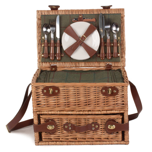 4 Person Green Tweed Drawer Hamper