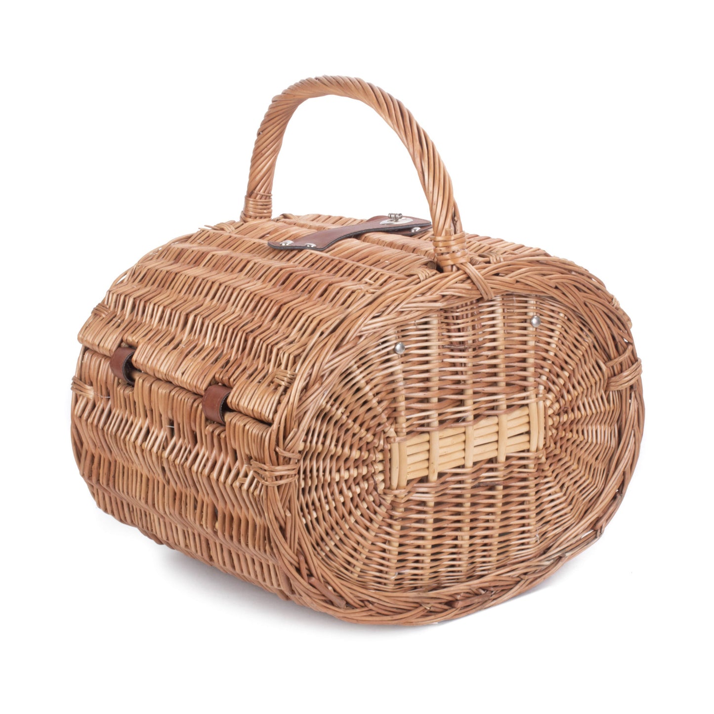 4 Person Oval Green Tweed Hamper