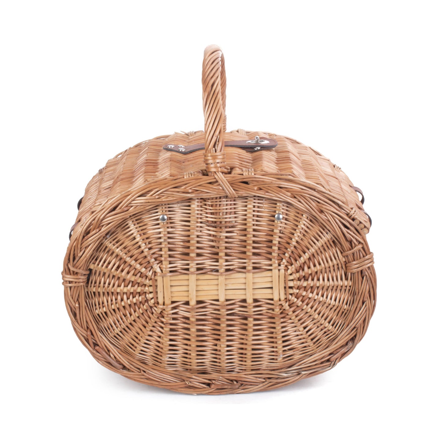 4 Person Oval Green Tweed Hamper