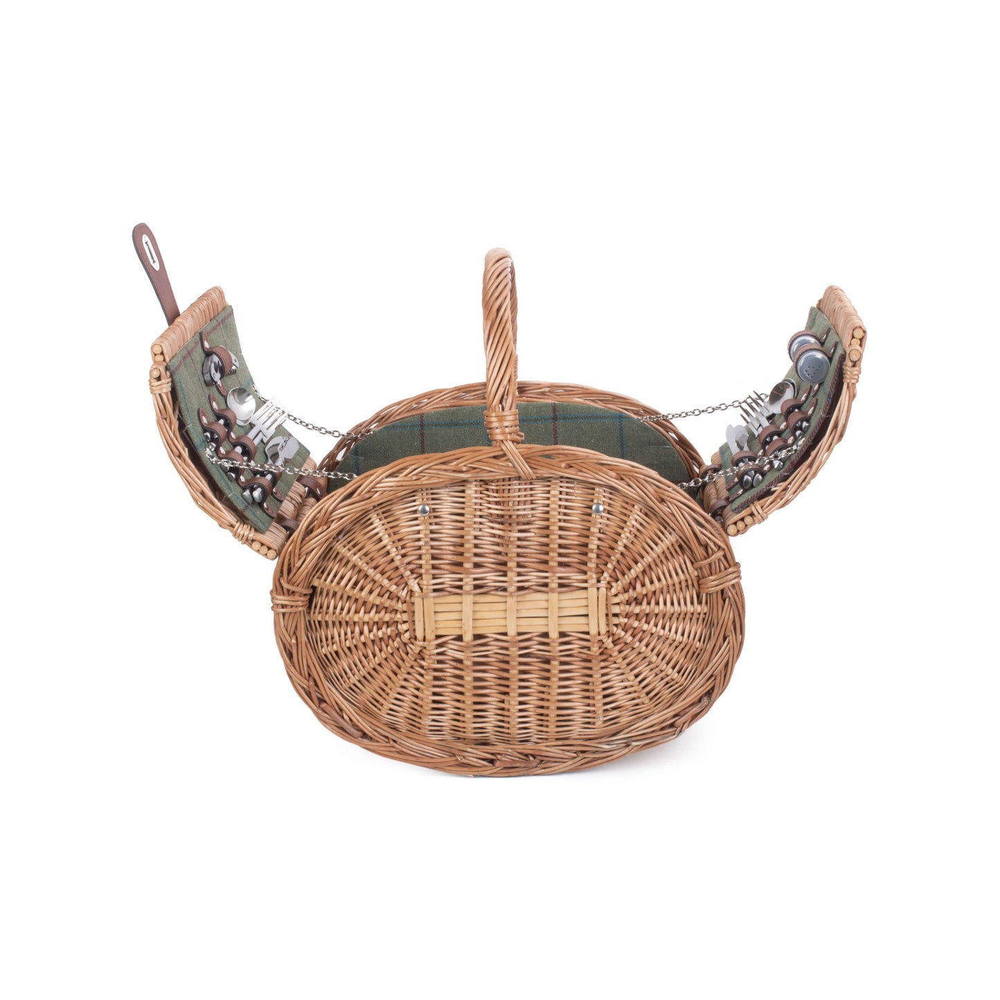 4 Person Oval Green Tweed Hamper