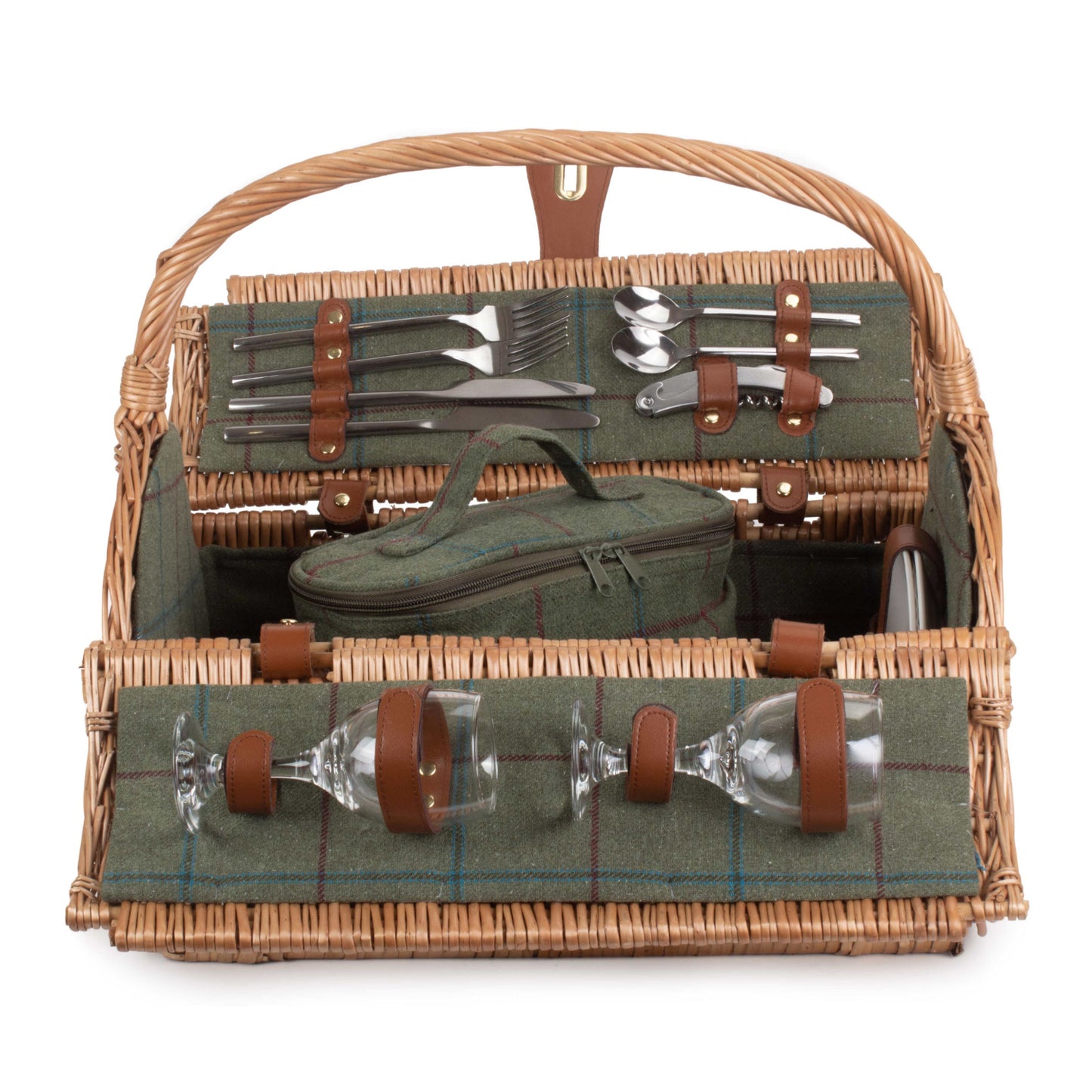 2 Person Green Tweed Barrel Hamper