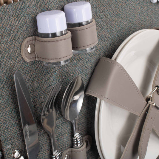 2 Person Grey Tweed Hamper