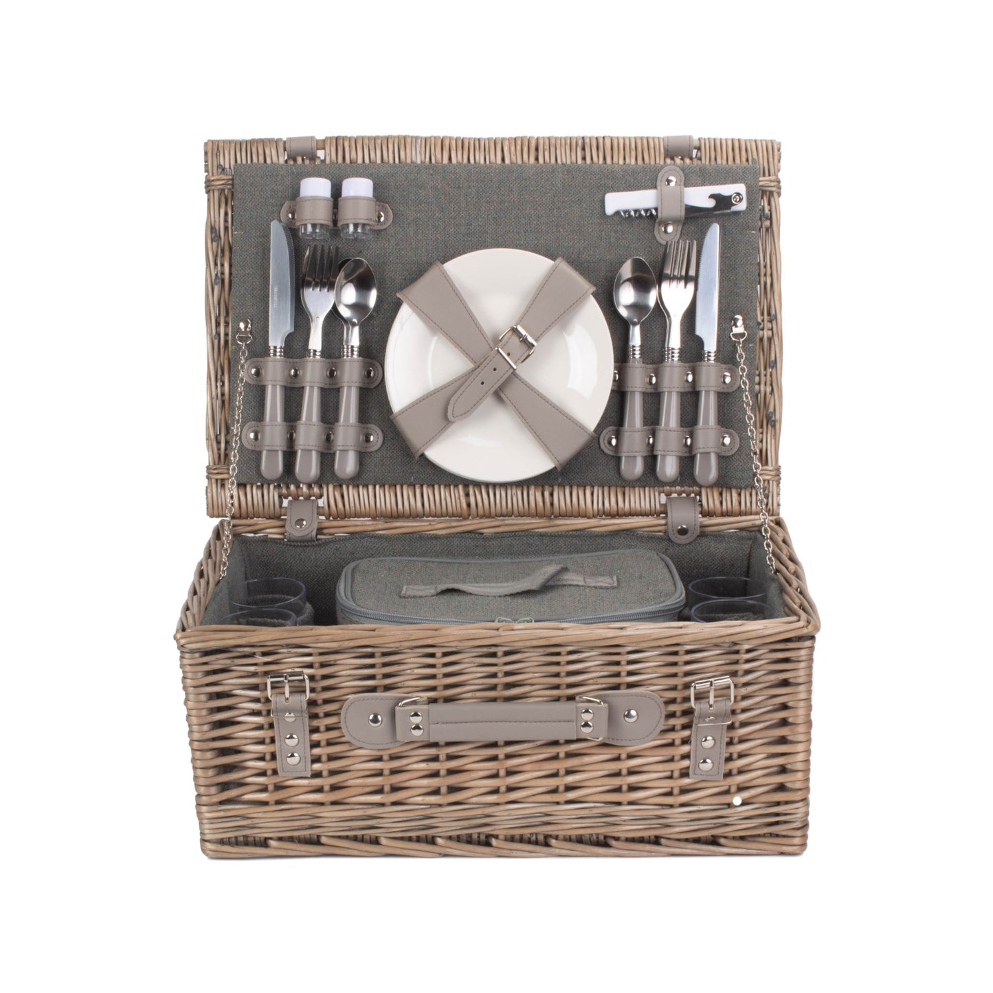 4 Person Grey Tweed Hamper