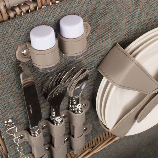 4 Person Grey Tweed Hamper