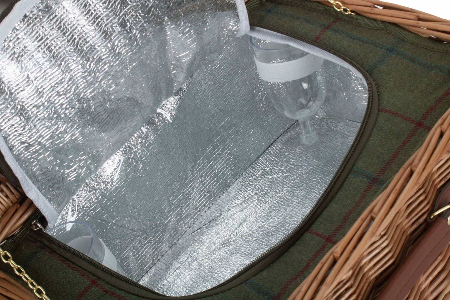 4 Person Green Tweed Classic Picnic Hamper