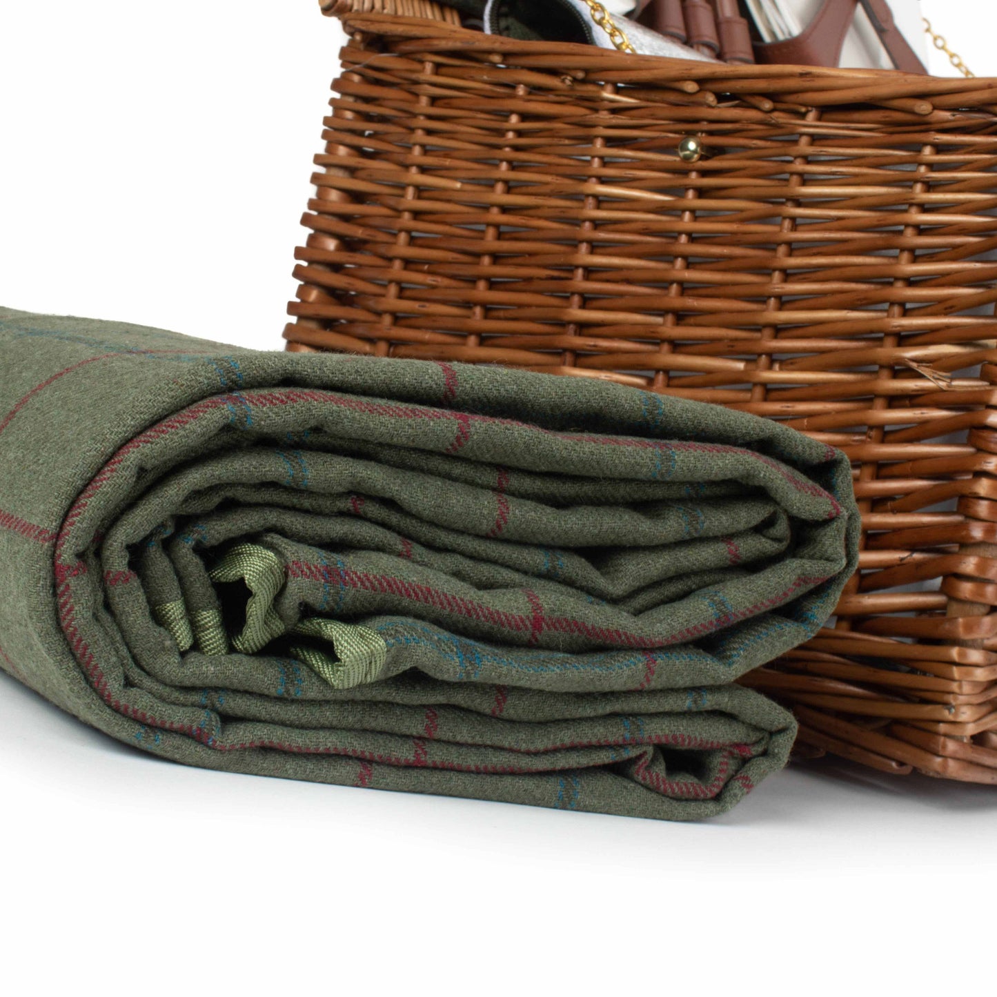 6 Person Green Tweed Classic Picnic Hamper