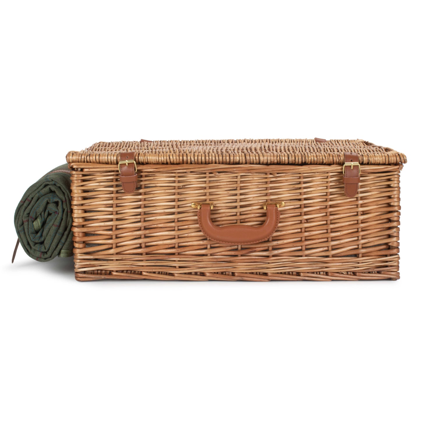 4 Person Deluxe Green Tweed Hamper