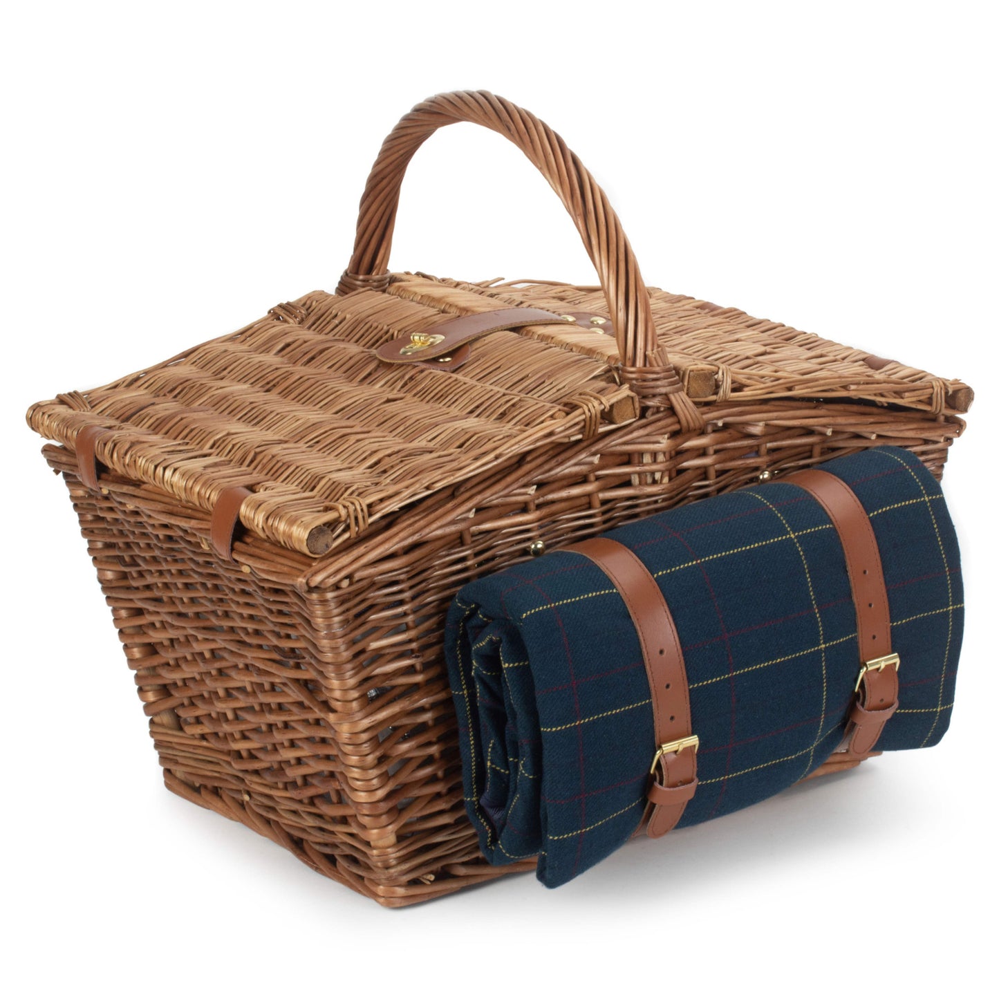 Elegant 4 Person Blue Tweed Hamper
